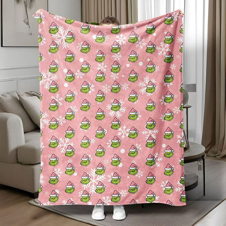 Fun Grinch-Themed Fleece Throw Blanket