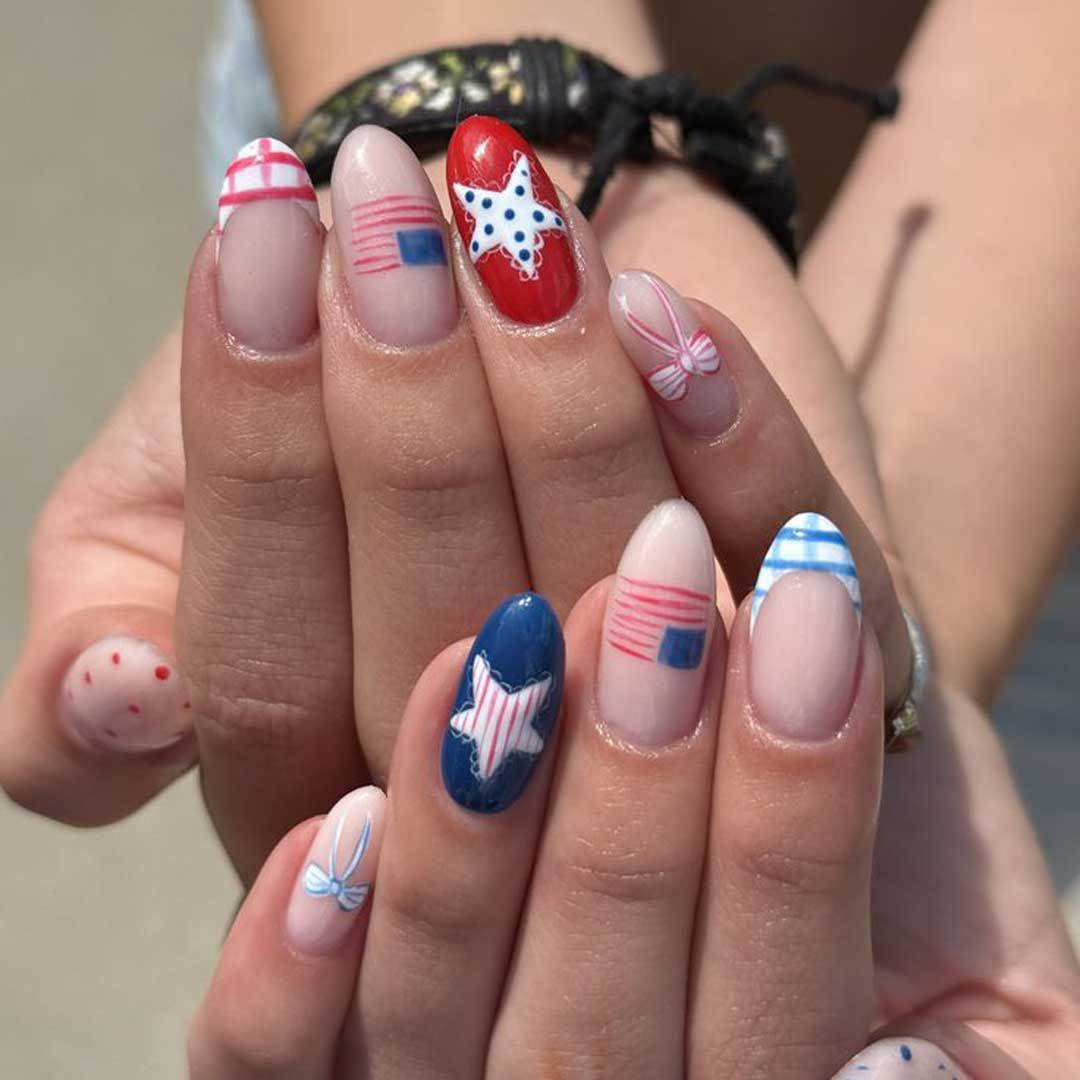 Patriotic Themed Acrylic Nail Art