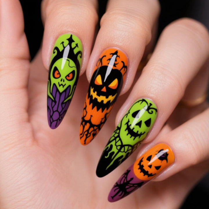 Halloween Fake Nail Set with Creepy Design and Creative Motifs Stornfield