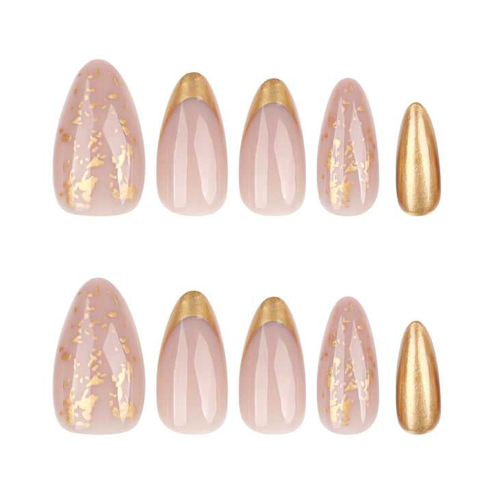 Artistic Stiletto Nails with Glitter and Gold Accents Stornfield