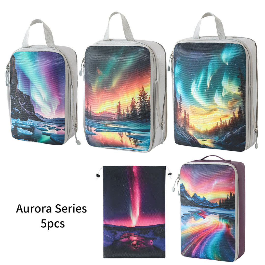 Set of travel organizers with unique nature motifs Stornfield