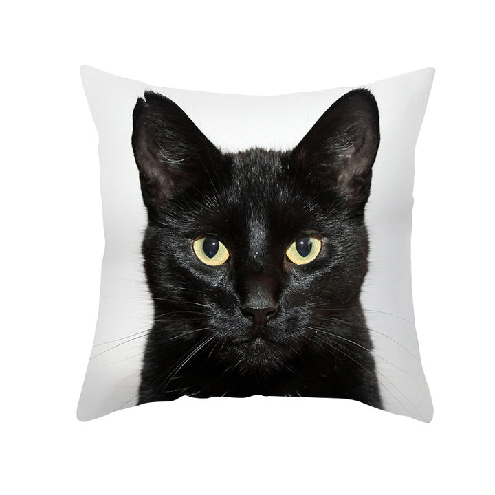 Photoreal Cat Portrait Square Pillow Cover with Concealed Zipper Linen-Blend