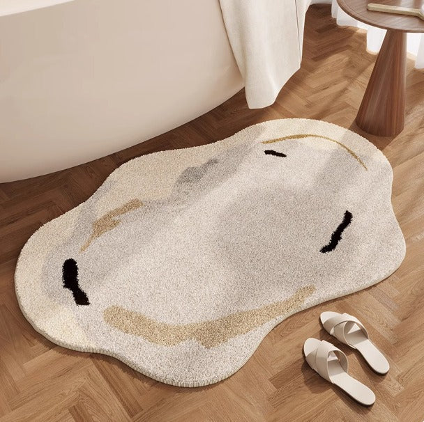 Abstract Shaped Plush Bath Mat for Bathroom