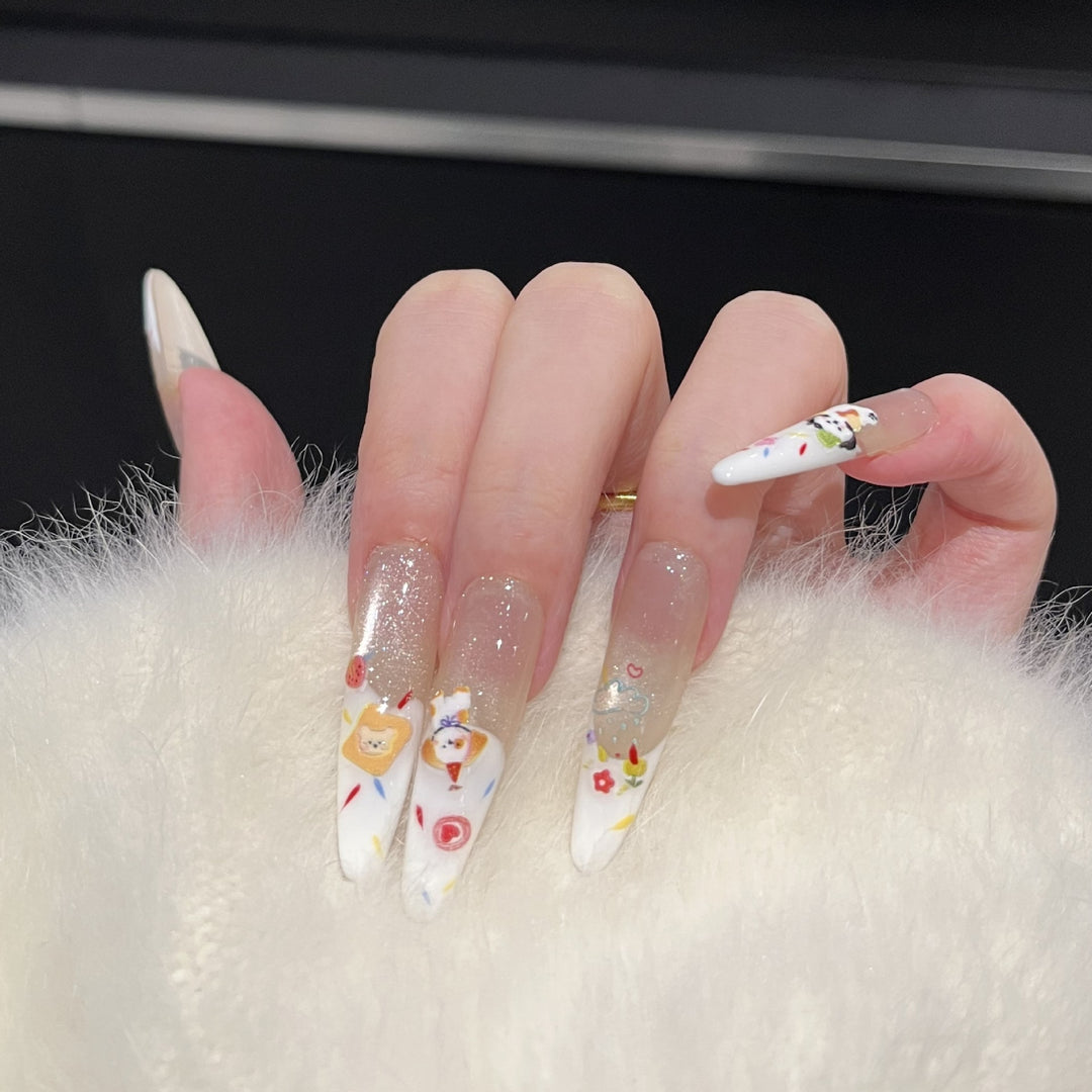 Decorative Press-On Nail Art Set with Glitter Accents Stornfield
