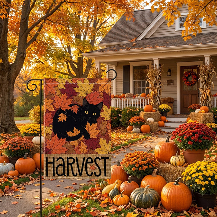 Decorative Autumn Harvest Garden Flag Double-Sided Burlap Accent