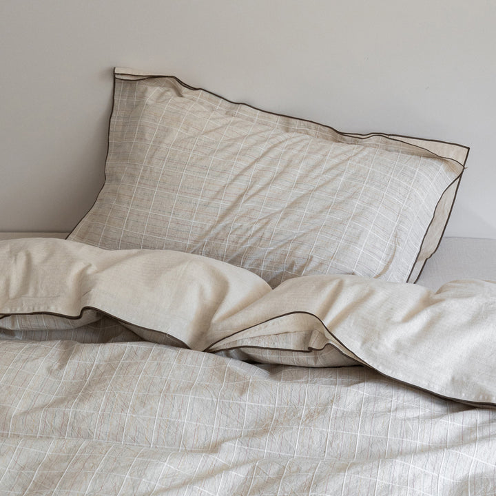 Linen Duvet Cover Set with Contrast Piping