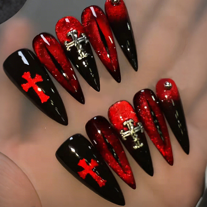 Edgy Gothic Press-On Nail Art Set Stornfield