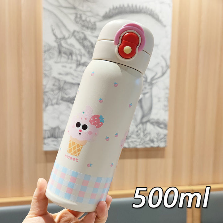 Women's playful stainless steel drinking bottle with integrated safety closure Stornfield