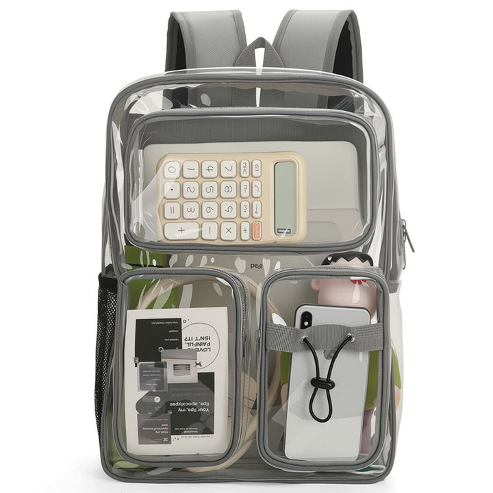 Transparent school backpack with multiple compartments Stornfield