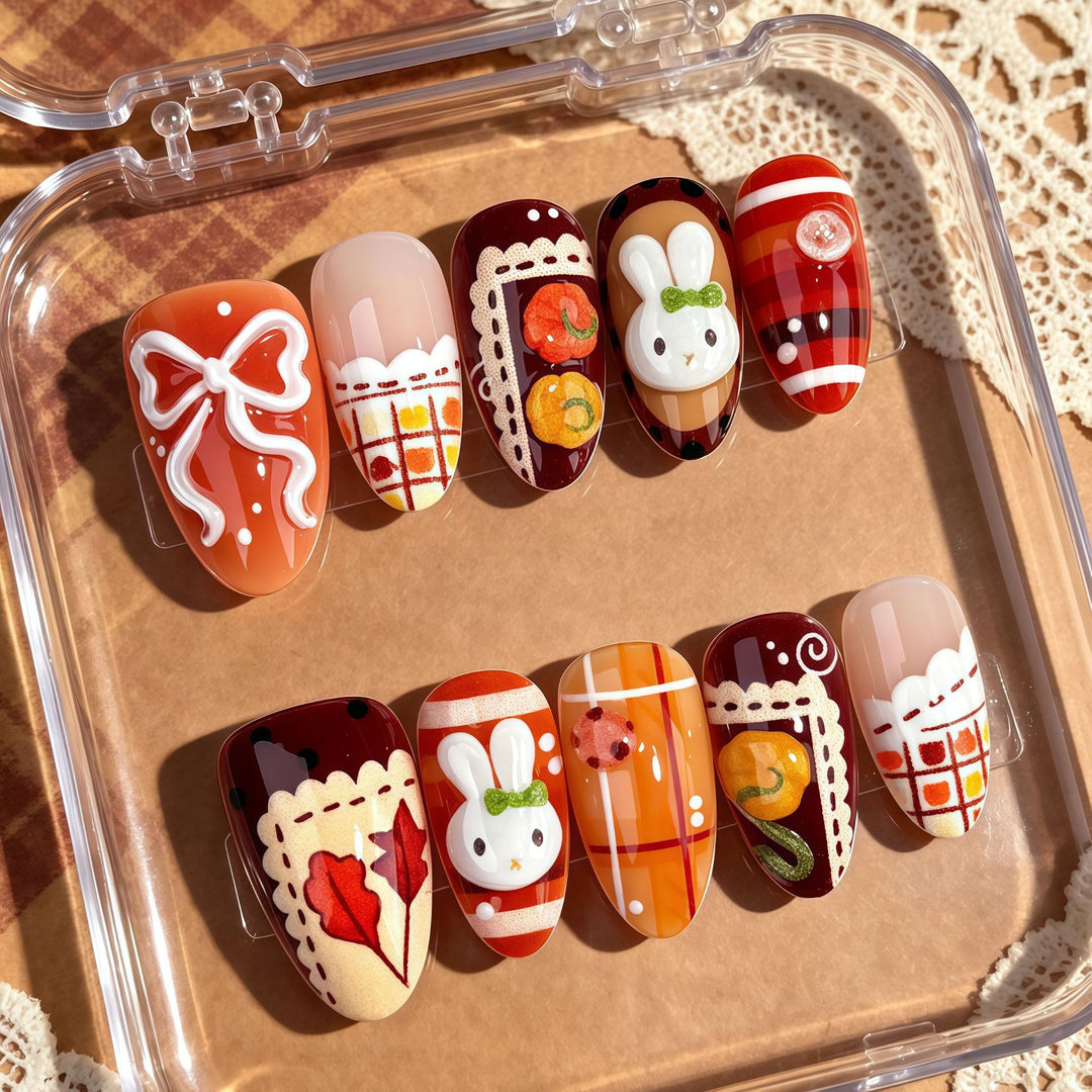 Festive Decorative Press-On Nail Art Set