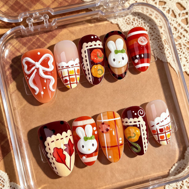 Festive Decorative Press-On Nail Art Set