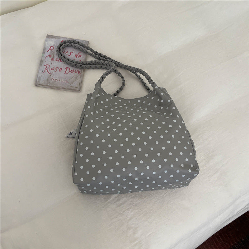 Playful Bow-Accent Polka Dot Tote Bag