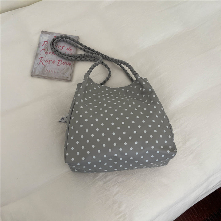 Playful Bow-Accent Polka Dot Tote Bag