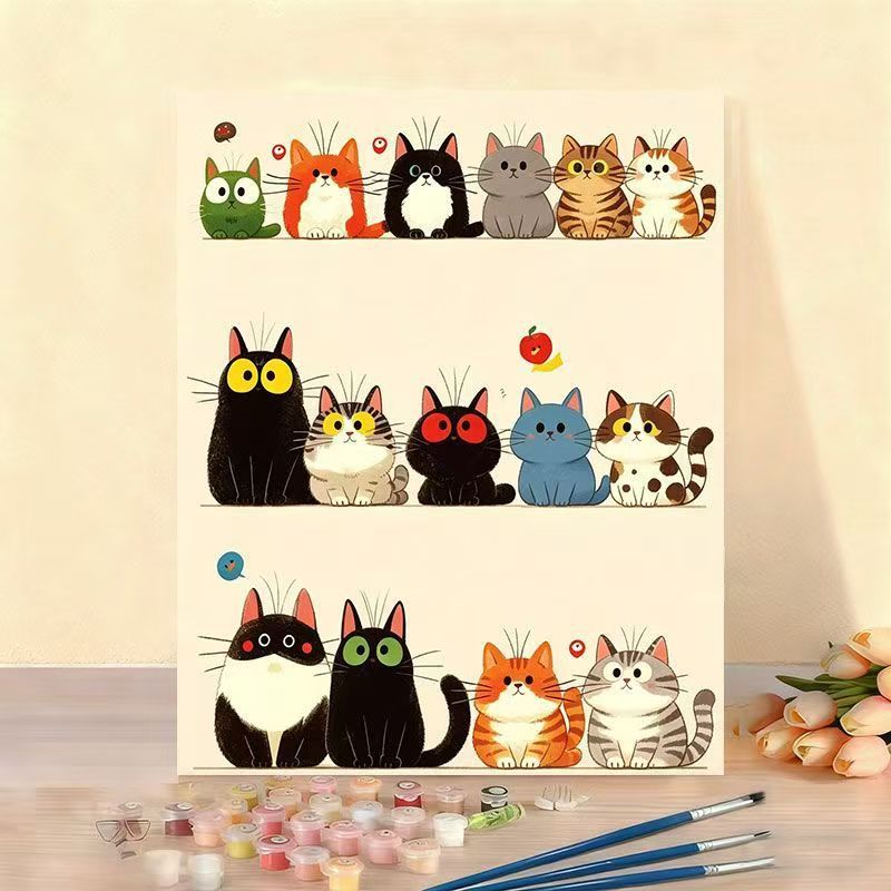 Cat-Themed Paint by Numbers Canvas Art Kit Stornfield