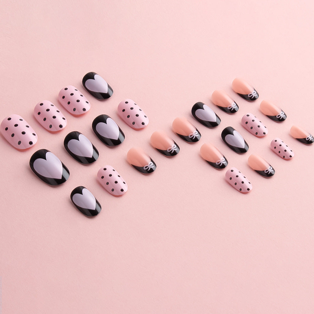 Artistic Heart-Themed Press-On Nail Set Stornfield