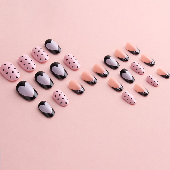 Artistic Heart-Themed Press-On Nail Set Stornfield