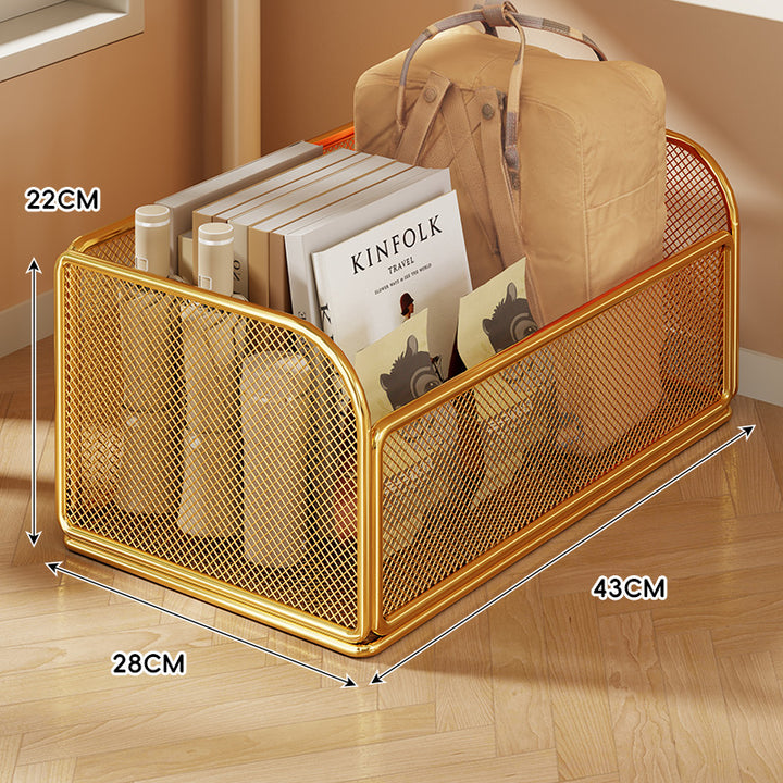 Mesh Rolling Storage Basket with Locking Swivel Casters and Ventilated Wire Frame