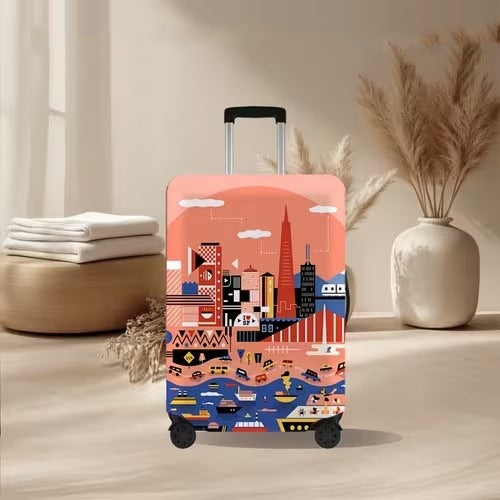 Unisex nan elastic suitcase cover with volcanic lava marble design, stretch protective cover for trolley Stornfield