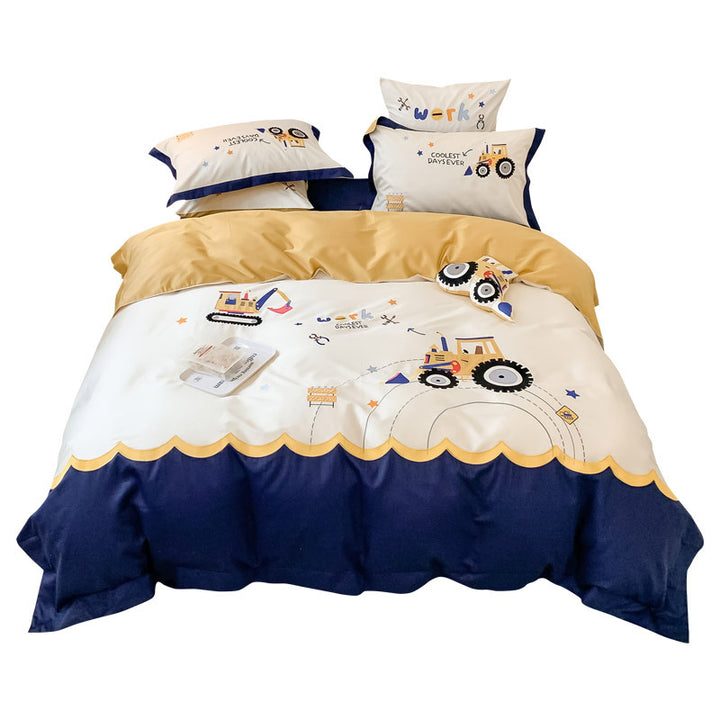 Reversible Construction-Print Duvet Cover Bedding Set