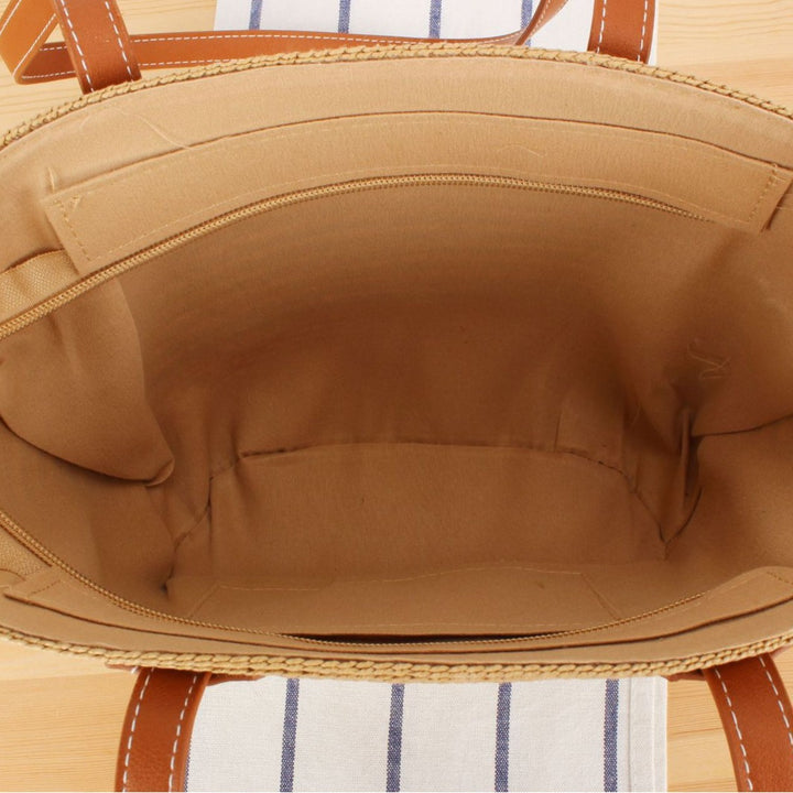 Beach bag with Stylish Woven Design and High-Quality Vegan Leather Handles Stornfield