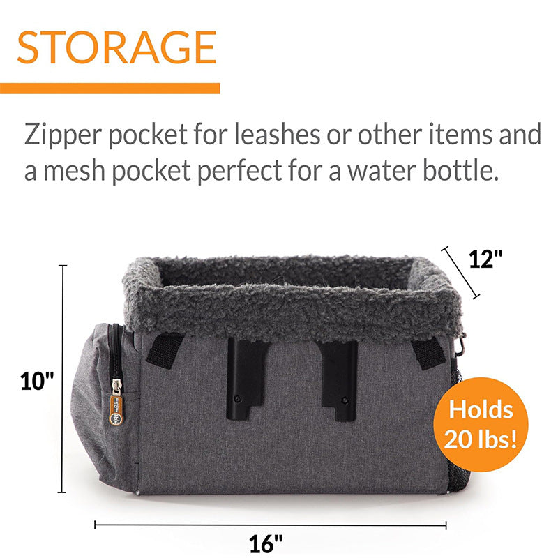 front-mounted plush pet bike basket with sherpa liner and mesh storage Stornfield