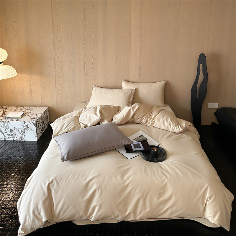 Satin bedding set with breathable cotton blend and soft-touch finish