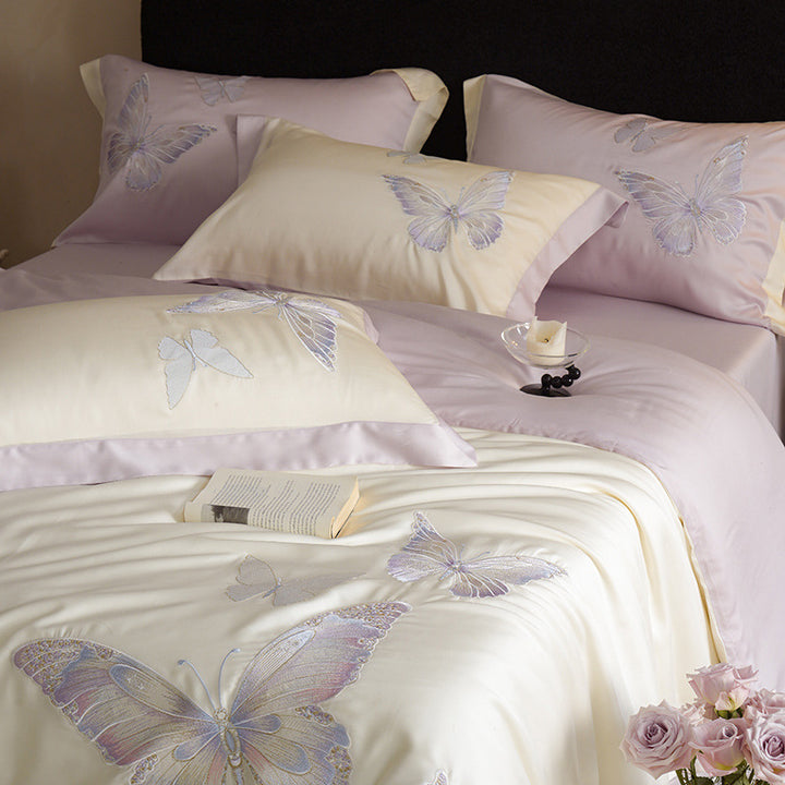 Embroidered Satin Duvet Cover Set