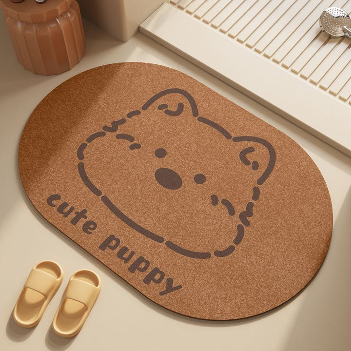 Playful Puppy-Themed Bath Rug