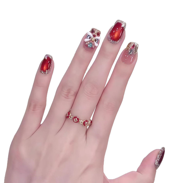 Elegant Gemstone Embellished Press-On Nail Set Stornfield