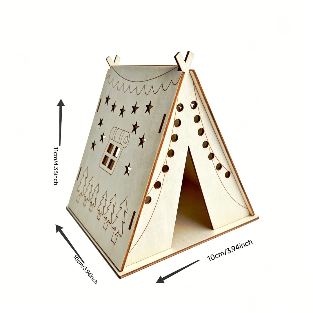 Decorative wooden pyramid with star motif