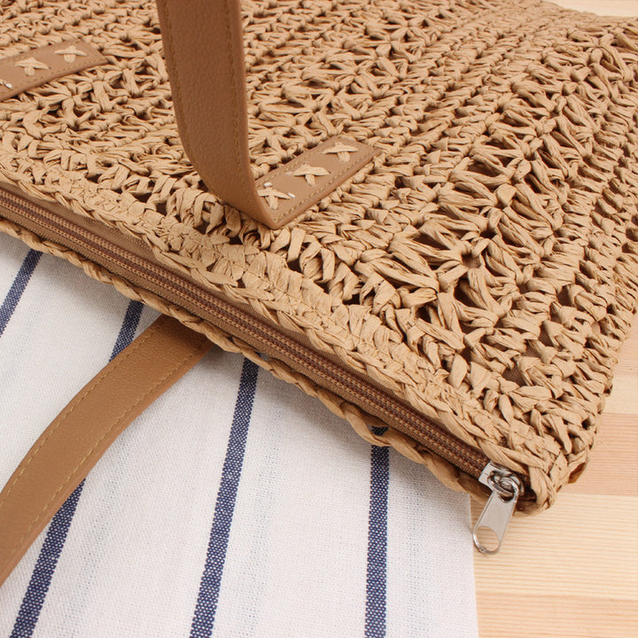 Braided summer bag with sturdy leather handles Stornfield