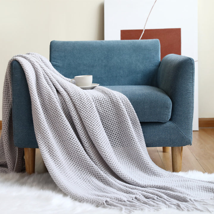 Women cozy knit blanket with decorative pattern Stornfield