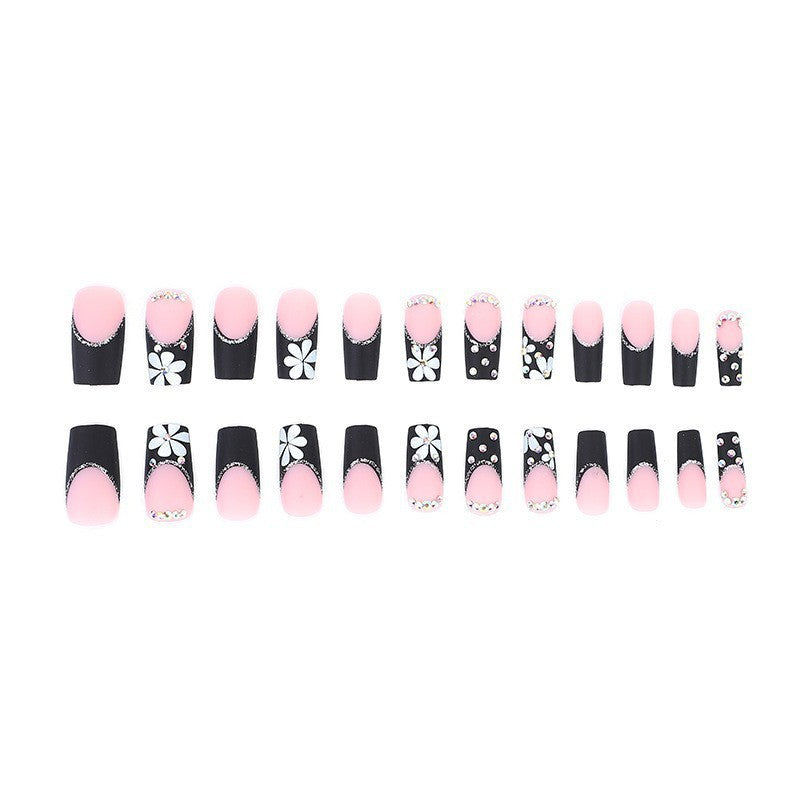 Glamorous Floral and Rhinestone Nail Art Set