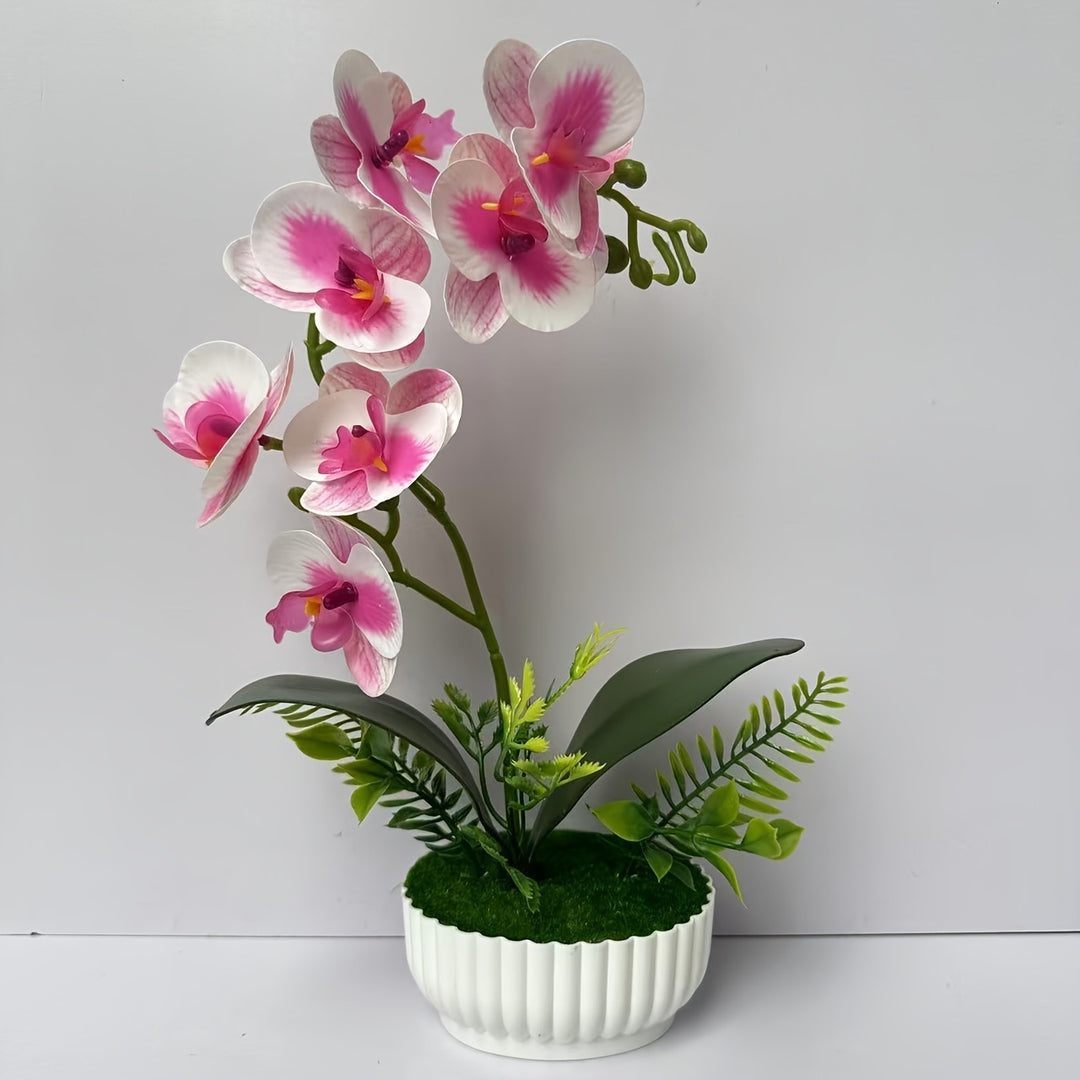 Elegant Faux Orchid Arrangement for Indoor Decor Display