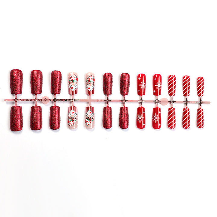 Festive Santa-Themed Press-On Nail Art Set Stornfield