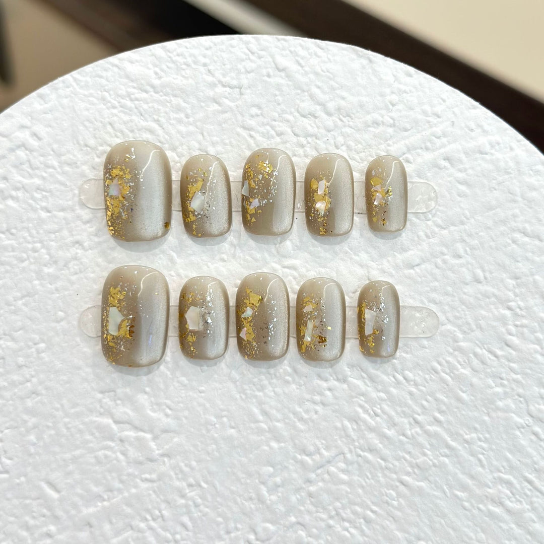 Luxury Press-On Nail Art Set with Glitter Accents