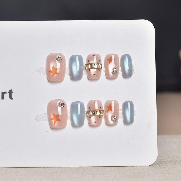 Decorative Press-On Nail Art Set with Rhinestone Accents Stornfield