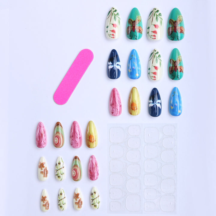 Creative artificial nails with botanical motifs Stornfield