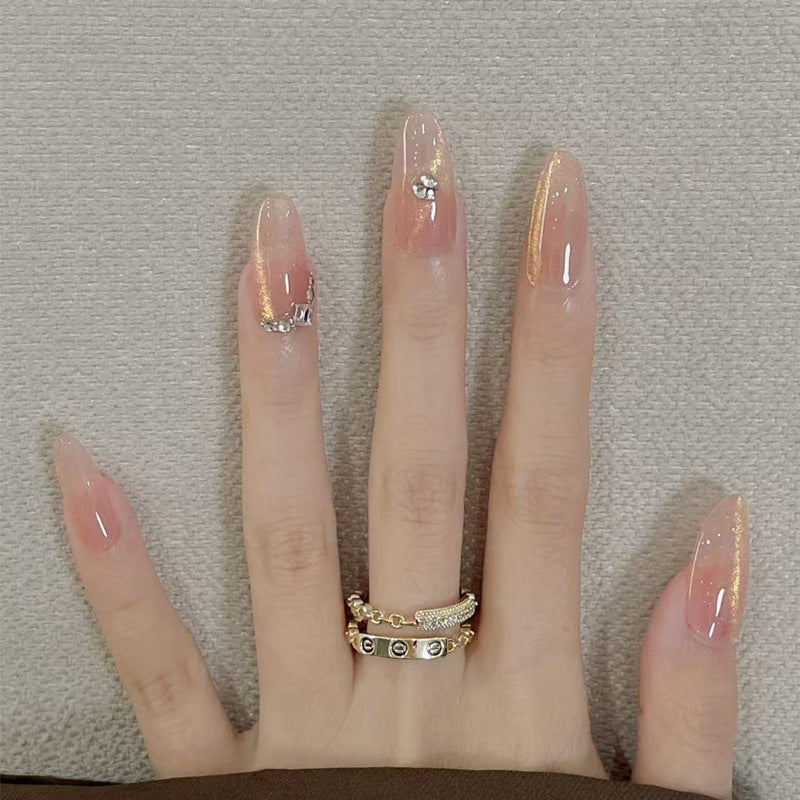 Glossy Long Stiletto Press-On Nails with Rhinestone Accents Stornfield