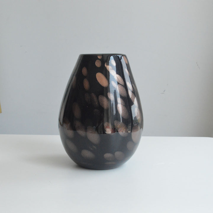 Handblown Speckled Glass Bulb Vase with Narrow Mouth and High-Gloss Finish Stornfield