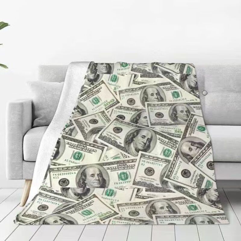 Artistic Money-Themed Throw Blanket