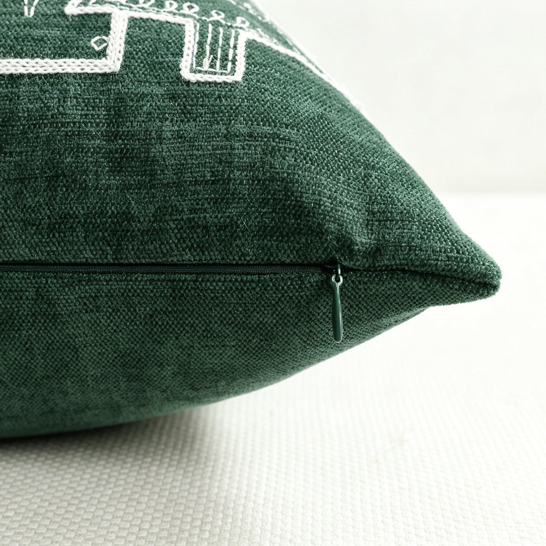 Christmas Gingerbread House Embroidered Velvet Lumbar Pillow Cover