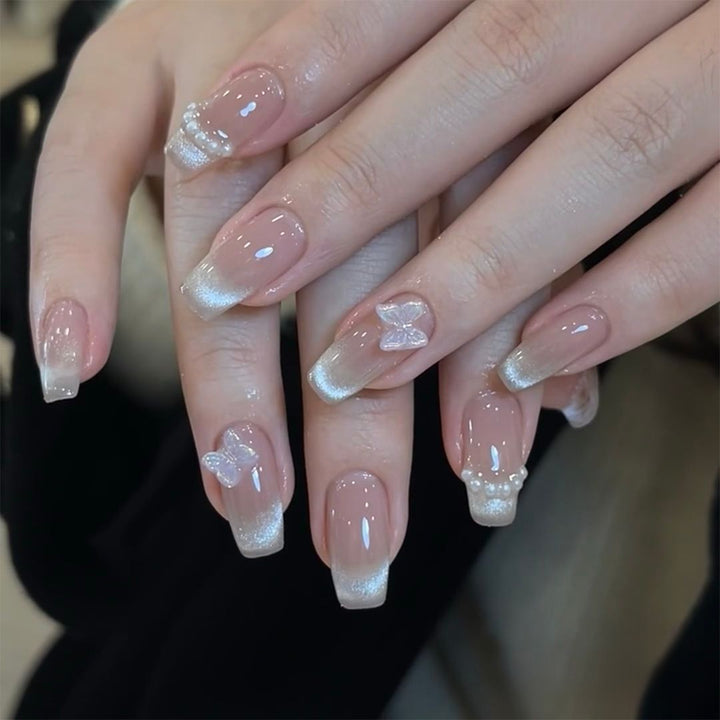 Acrylic nail set with elegant rhinestone decorations Stornfield
