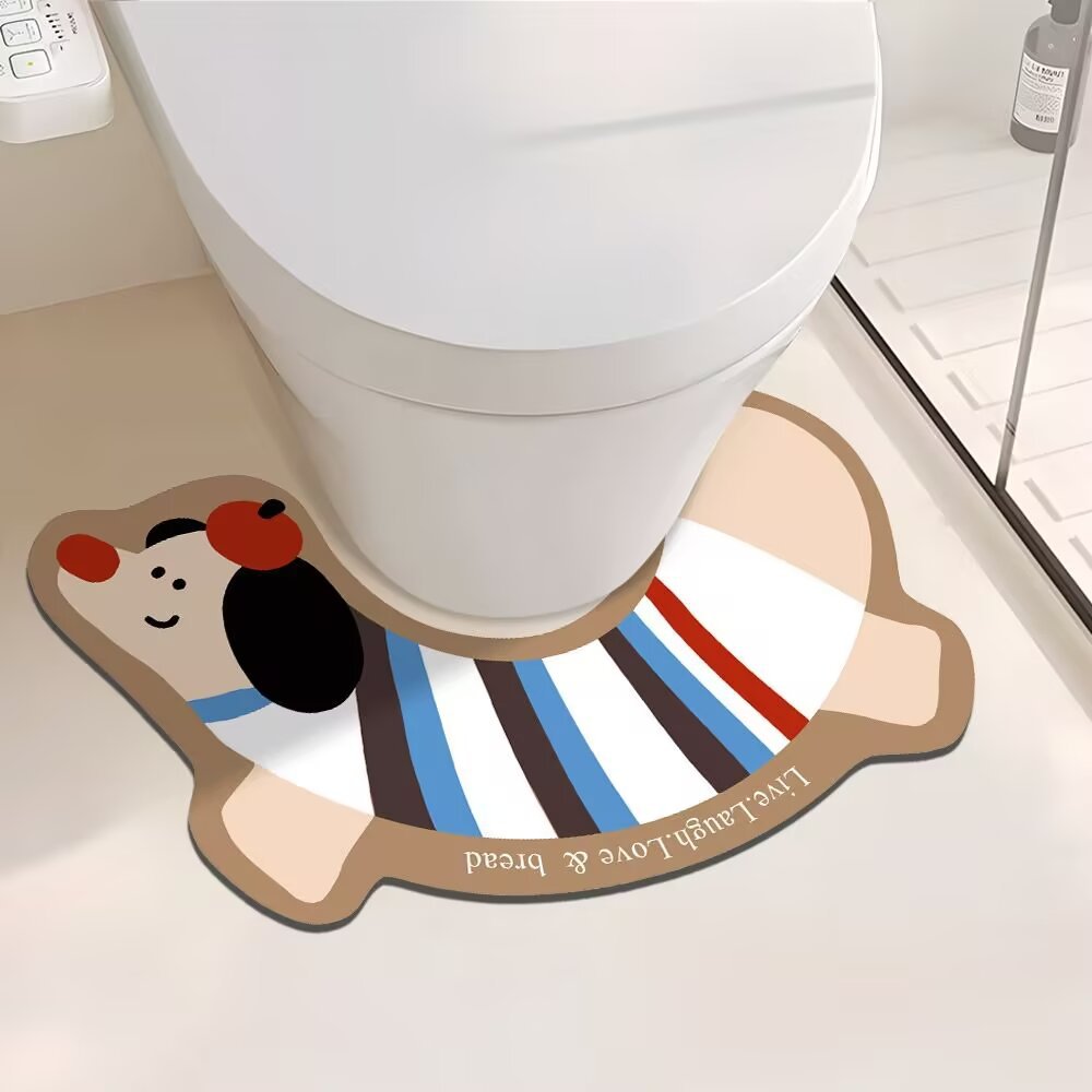 Cartoon Dog-Themed Bathroom Mat