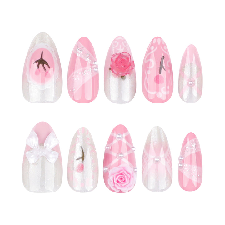 Artful Nail Extensions with Romantic Accents Stornfield