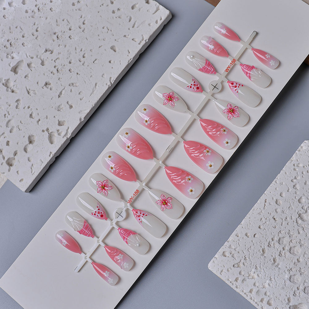 Artistic Floral Press-On Nail Set Stornfield