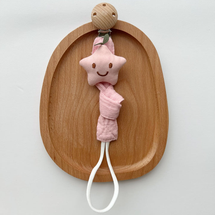 Baby Pacifier Clip with Plush Elephant Head Wooden Safety Clip