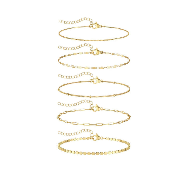 Delicate Gold Chain Bracelet Set Stornfield