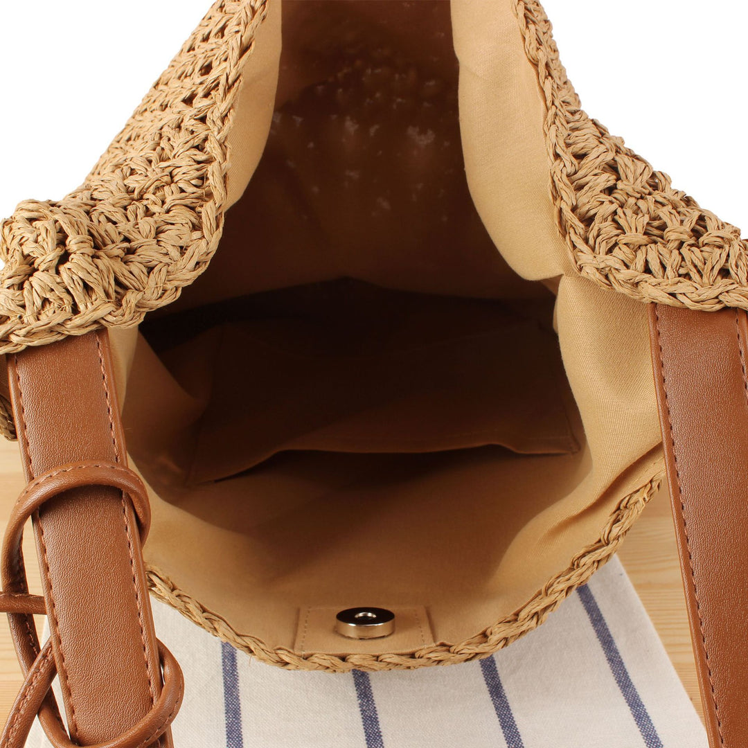 Shoulder bag made of hand-knotted natural material with fringed shoulder strap Stornfield