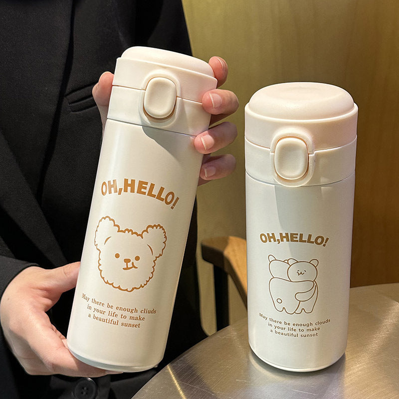 Ladies Insulated Drinking Bottle with Cute Animal Design and Practical Flip Top Stornfield